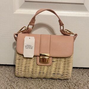 Elegant Pink and Tan Woven Mini Bag